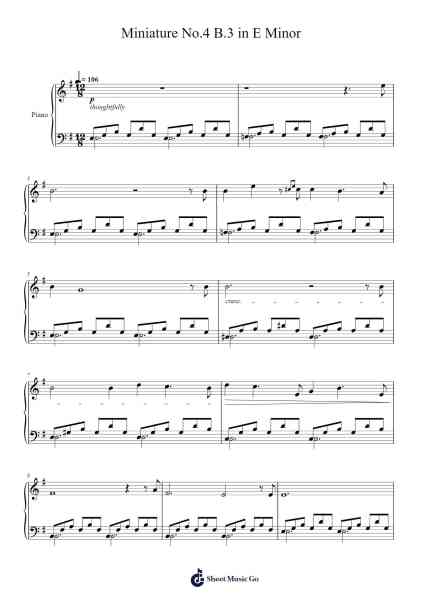 Miniature No. 4 in E Minor, B. 3 Sheet Music by Pricerhys-Arr.Gekeith Fordkiel