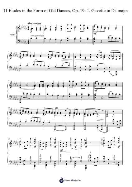 11 Etudes in the Form of Old Dances, Op. 19: 1. Gavotte in D♭ major 乐谱由 Viktor Kosenko - 编曲 Louhal