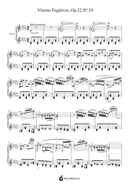Visions Fugitives, Op. 22 No. 10 Sheet Music by Sergei Prokofiev-Arr.Blithephne