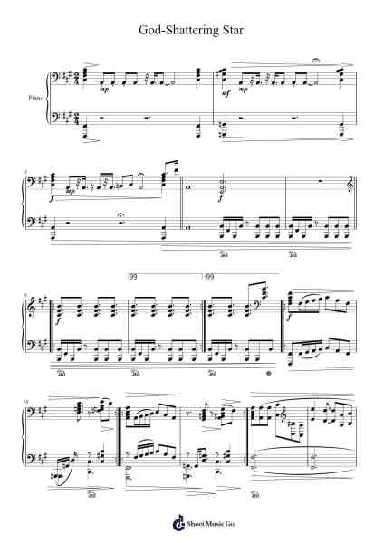 God-Shattering Star Sheet Music by Takeru Kanazaki-Arr.Ruthfitch Housed
