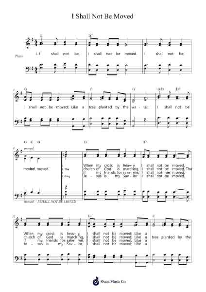 I Shall Not Be Moved Sheet Music by African-American Spiritual-Arr.Aumeo Glennrine