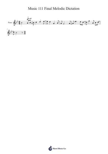 Music 111 Final Melodic Dictation Sheet Music by -Arr.Comnions Irlay
