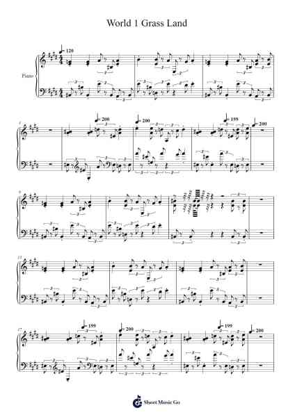 Super Mario Bros 3 - World 1 Grass Land Sheet Music by -Arr.Bertreade