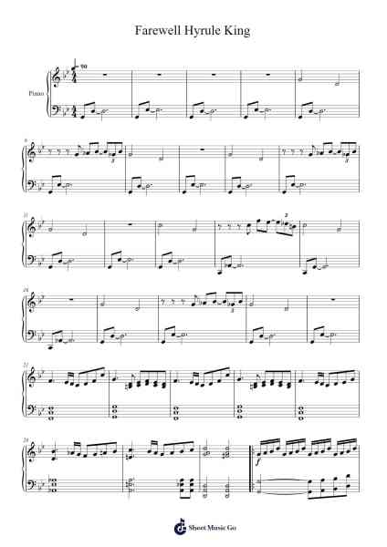 Farewell Hyrule King Sheet Music by -Arr.Reywood