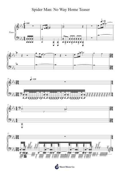 Spider Man: No Way Home Teaser Sheet Music by jabunemran123-Arr.Gedodd