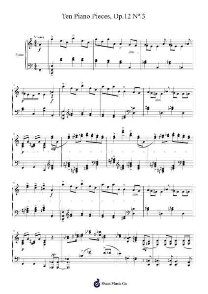 Ten Piano Pieces, Op.12 No. 3 Sheet Music by Sergei Prokofiev-Arr.Hagchel Perpel