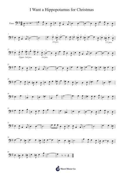 I Want a Hippopotamus for Christmas Sheet Music by -Arr.Manlass