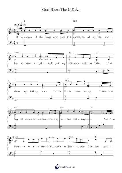 God Bless The U.S.A. Sheet Music by Lee Greenwood-Arr.Bushple