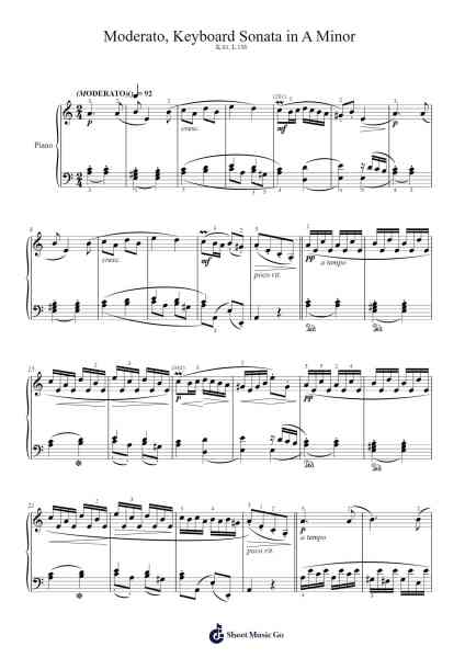 Keyboard Sonata in A Minor, K.61, L.136 Sheet Music by Domenico Scarlatti-Arr.Cashshop