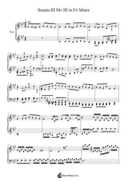 Sonata III in F-Sharp Minor, III. Mov Sheet Music by somerandomclassicalcomposer-Arr.Deirrine Sisibyl