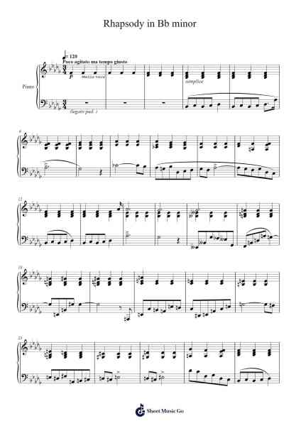Rhapsody in Bb Minor Sheet Music by Hearstrusk Jobtian-Arr.Wildech Mopold