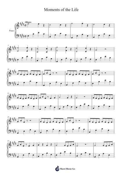 Moments of the Life Sheet Music by Vania Yaretzi Marin Pérez-Arr.Taysnow Churniel