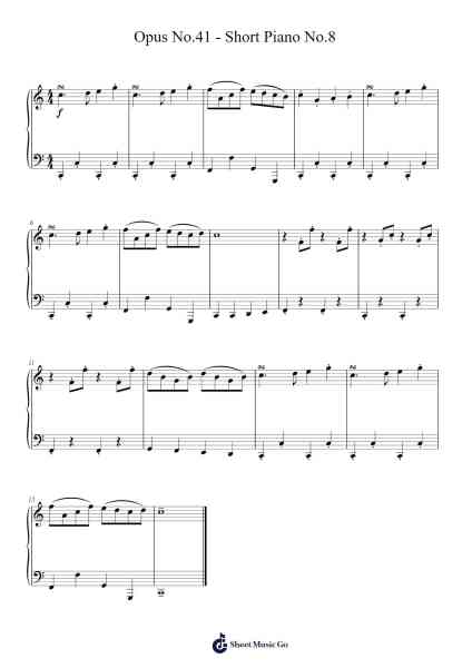 Opus No.41 - Short Piano No.8 Sheet Music by Gregpe Malkin-Arr.Swinhood Ajean