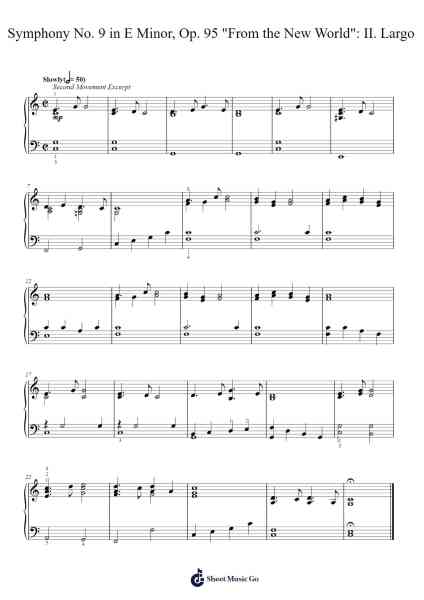 Symphony No. 9 in E Minor, Op. 95 "From the New World": II. Largo Sheet Music by Antonín Dvořák-Arr.Bautab