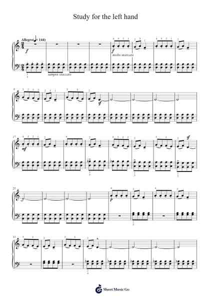 Study for the Left Hand Sheet Music by Béla Bartók-Arr.Carldith Saxdunn