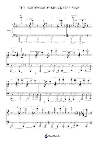 THE HURDYGURDY SHUCKSTER-MAN Sheet Music by THORNLESSER-Arr.Bautab