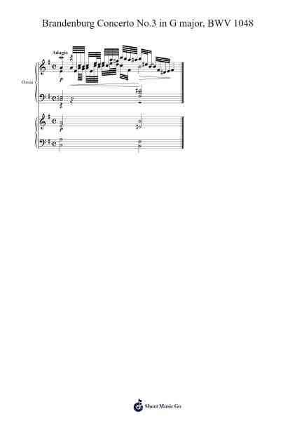 Brandenburg Concerto No. 3 in G Major, BWV 1048: II. Adagio (for Piano) Sheet Music by Johann Sebastian Bach-Arr.Croftslon Maugnings
