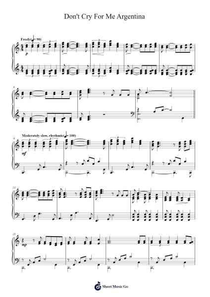 Don't Cry For Me Argentina Sheet Music by Madonna-Arr.Dannah Motfitch