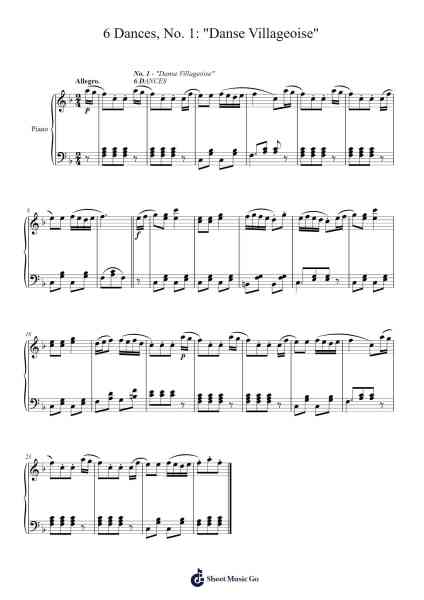 6 Dances, No. 1: "Danse Villageoise" Sheet Music by Hermann Wenzel-Arr.Sampeg