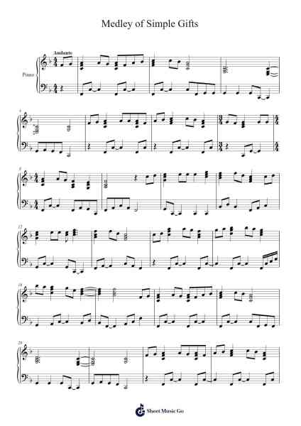 Medley of Simple Gifts Sheet Music by Jenny Joy Ahimsa Moore-Arr.Humeleen Bachnat