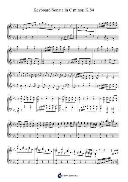 Keyboard Sonata in C Minor, K.84 Sheet Music by Domenico Scarlatti-Arr.Yorktie Phisopp