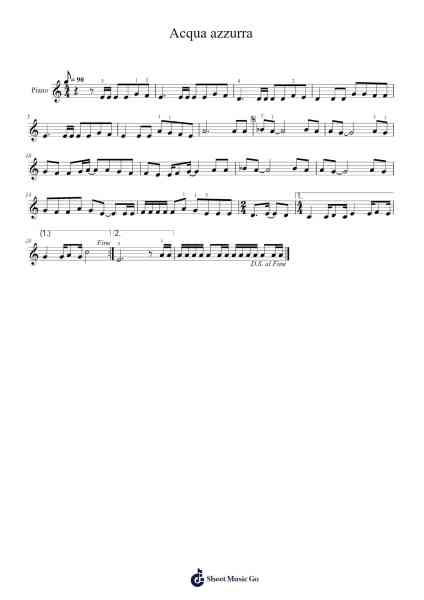 Acqua azzurra Sheet Music by Lucio Battisti-Arr.Gembur