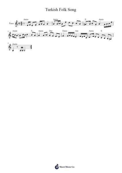 Turkish Folk Song Sheet Music by Anonymous-Arr.Marmo