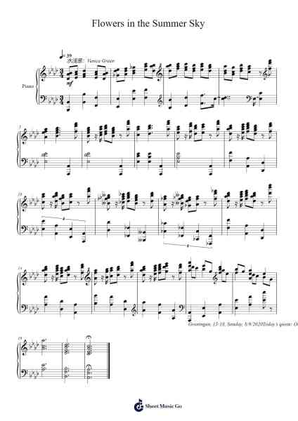 Flowers in the Summer Sky Sheet Music by Faithelip-Arr.Gunsea Holmesbob