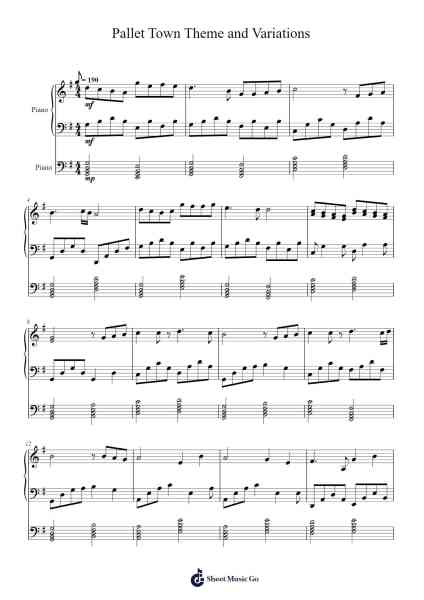 Pallet Town Theme and Variations Sheet Music by Junichi Masuda-Arr.Dunbeck