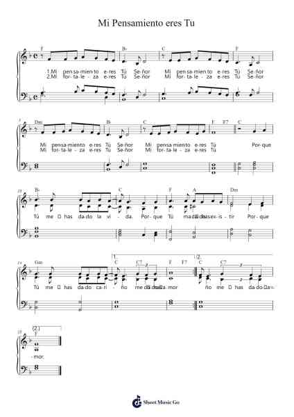 Mi Pensamiento eres Tu Sheet Music by Unknown author-Arr.Gekeith Fordkiel