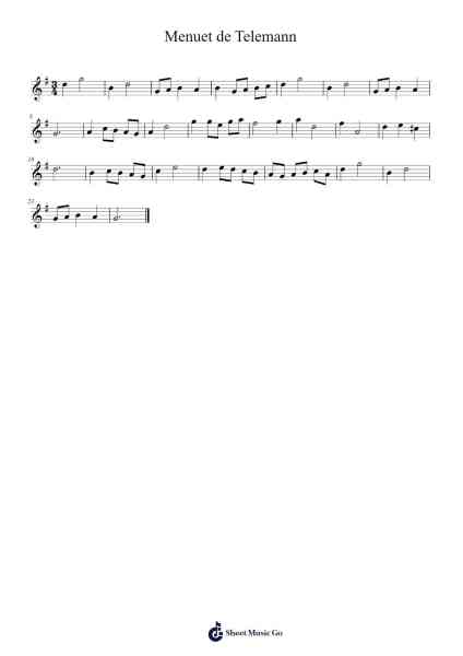 Menuet de Telemann Sheet Music by Johann Sebastian Bach-Arr.Roxantab Mushaw