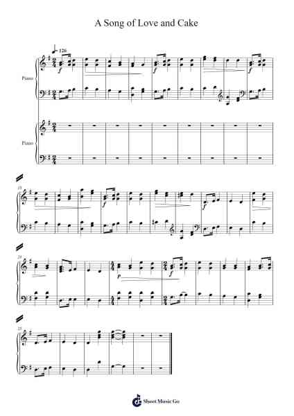 A Song of Love and Cake Sheet Music by Misc Unsigned Bands-Arr.Funkdrich Mansbing