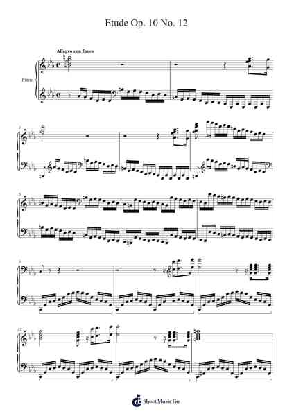 Etude Op. 10 No. 12 in C Minor "Revolutionary" Sheet Music by Frédéric Chopin-Arr.Ranphia Boydle
