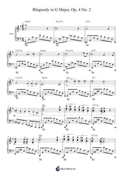 Rhapsody in G Major, Op. 4 No. 2 Sheet Music by Damian Varnum-Arr.Wolian