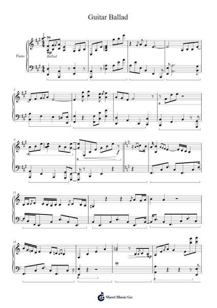 Guitar Ballad Sheet Music by Yamaha-Arr.Haletra Kimstone