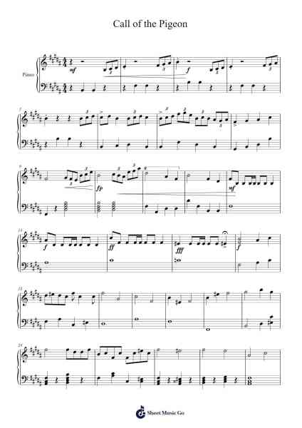 Sonata in B Major "Call of the Pigeon" Sheet Music by Paulkes Wilhelflower-Arr.Faulkmax