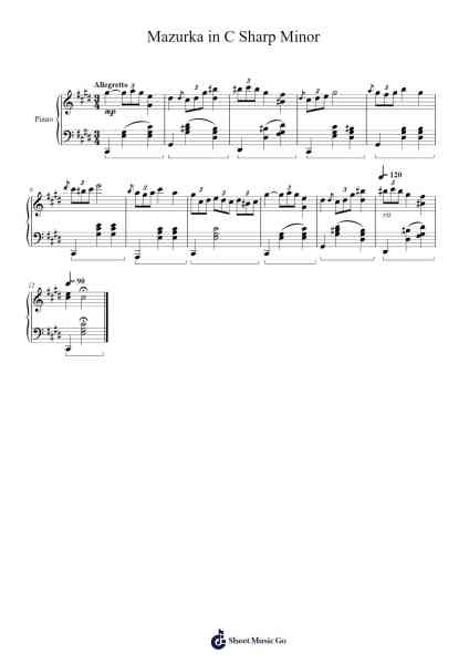 Mazurka in C Sharp Minor 樂譜由 Ethan Yang - 編曲 Oisensel Hilget