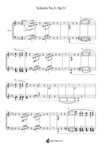 Scherzo No. 2 in B-flat minor, Op. 31 Sheet Music by Frédéric Chopin-Arr.Fordniah