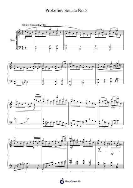 Prokofiev Sonata No.5 Sheet Music by Hugnold-Arr.Humbryce Vanral