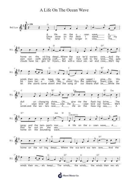 A Life On The Ocean Wave Sheet Music by Henry Russell-Arr.Yulegus