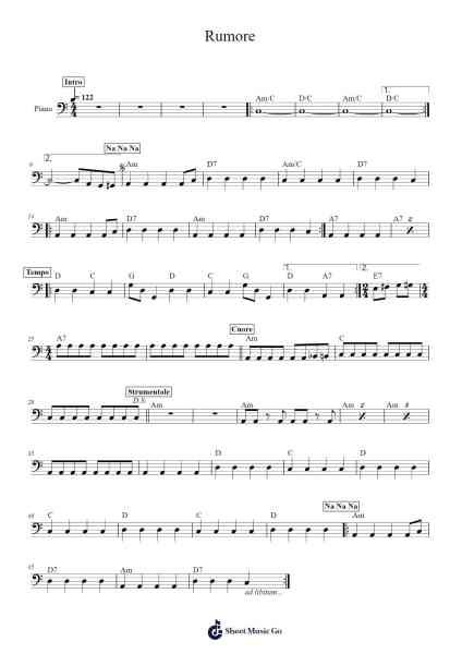 Rumore Sheet Music by Raffaella Carrà-Arr.Ivescan Nelral