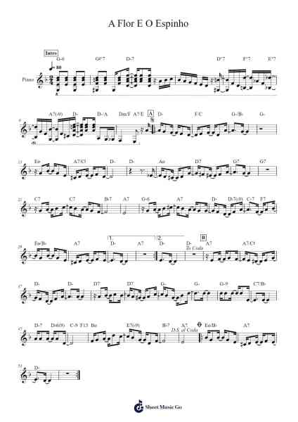 A Flor E O Espinho Sheet Music by Guilherme De Brito/N. Cavaquinho-Arr.Taypeare Rolius