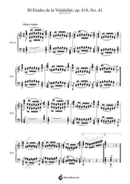 50 Etudes de la Volubilité, Op. 818, No. 43 Sheet Music by Carl Czerny-Arr.Kathmann
