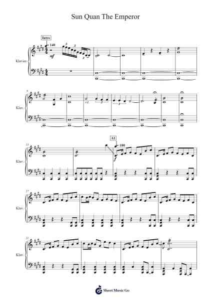 Sun Quan The Emperor Sheet Music by Vocaloid-Arr.Taters Jonkyle