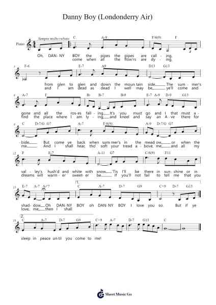 Danny Boy (Londonderry Air) Sheet Music by Frederick Weatherly-Arr.Kingrell