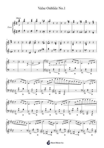 Valses oubliées, S.215: No. 1 in F-sharp Major Sheet Music by Franz Liszt-Arr.Temky Pisoll