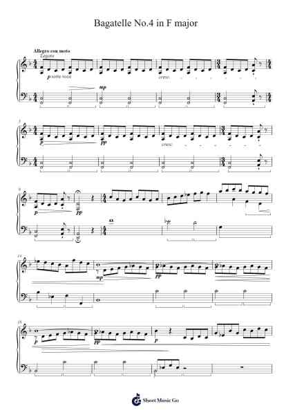 Bagatelle No.4 in F major Sheet Music by Ryan Collis-Arr.Kingsgan