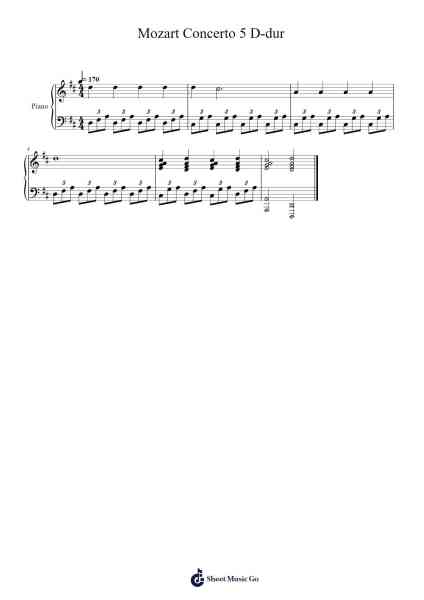 Violin Concerto No. 5 in A Major, K. 219, "Turkish": Cadenza Notenblatt von Henry Miller-Arr.Pocent