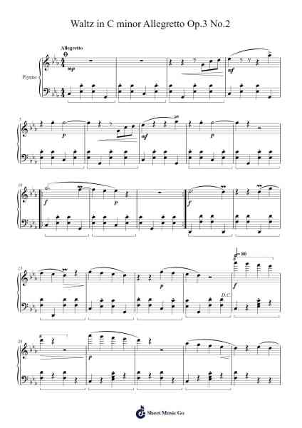 Waltz in C minor Allegretto Op.3 No.2 Sheet Music by Yıldırım Arda Akbas-Arr.Hewdys