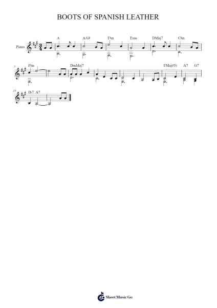 BOOTS OF SPANISH LEATHER Sheet Music by Bob Dylan-Arr.Urkuk Joneswat